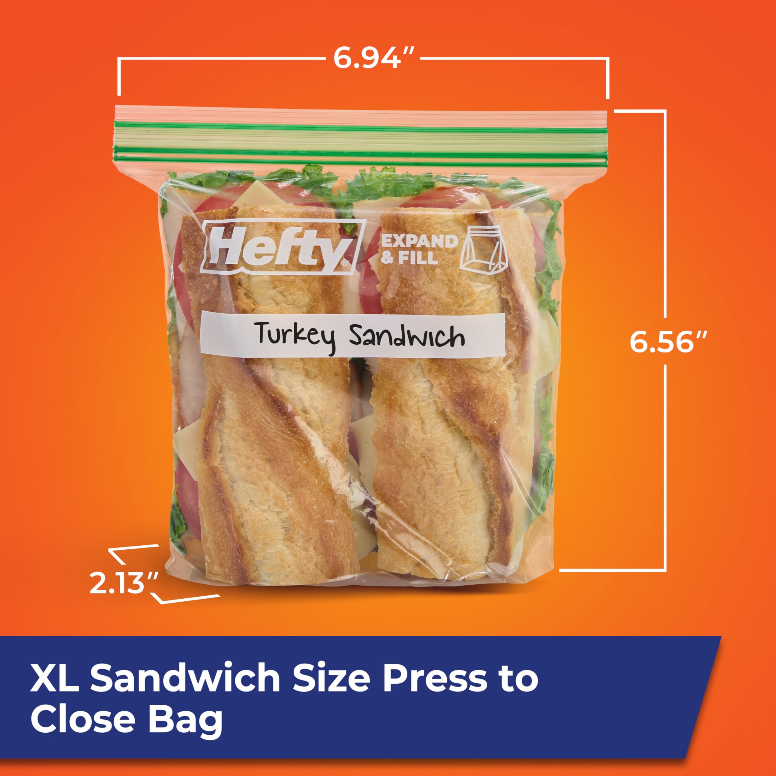 Amazon.com: Hefty Press to Close Extra Large Sandwich Bags, 110